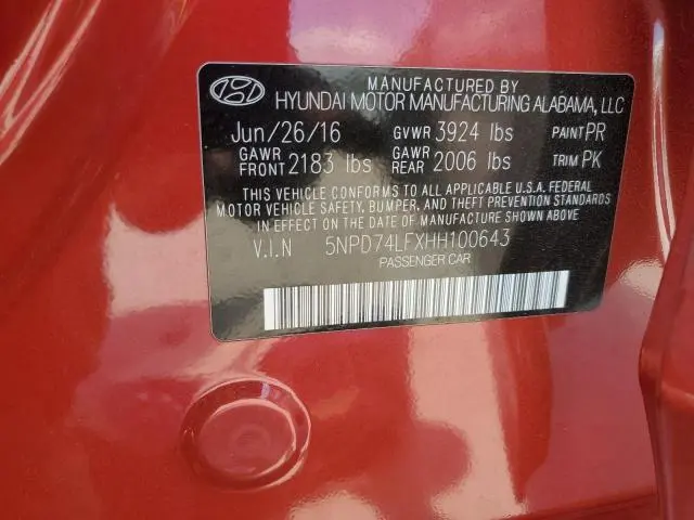 2017 HYUNDAI ELANTRA SE