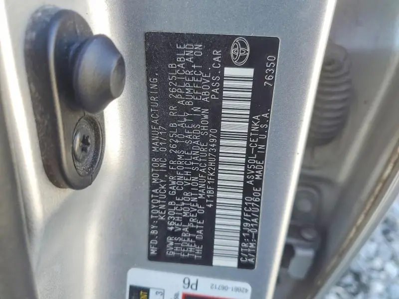 2017 TOYOTA CAMRY LE  