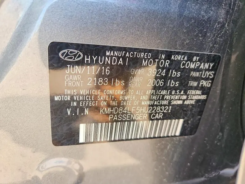 2017 HYUNDAI ELANTRA SE  