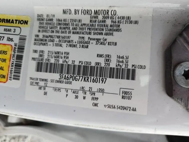 2019 FORD FUSION S  