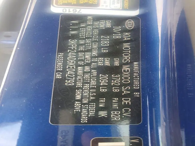 2019 KIA FORTE LXS  