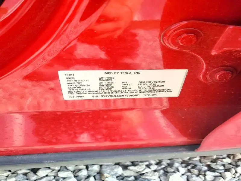 2021 TESLA MODEL Y   