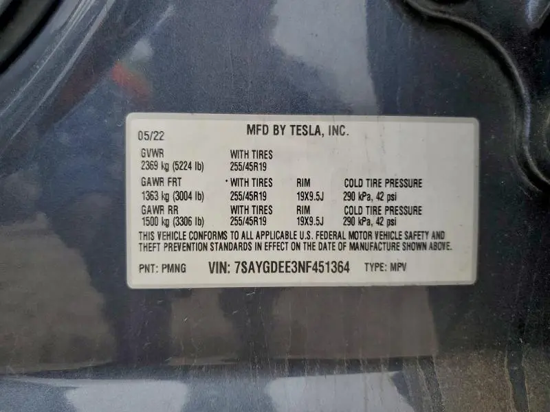 2022 TESLA MODEL Y   