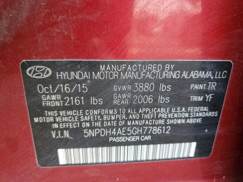 2016 HYUNDAI ELANTRA SE  