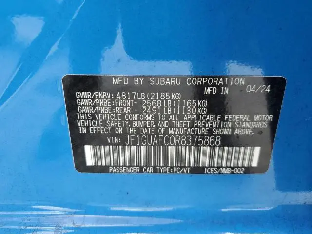 2024 SUBARU IMPREZA SPORT  