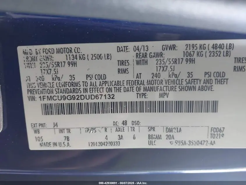 2013 FORD ESCAPE SE