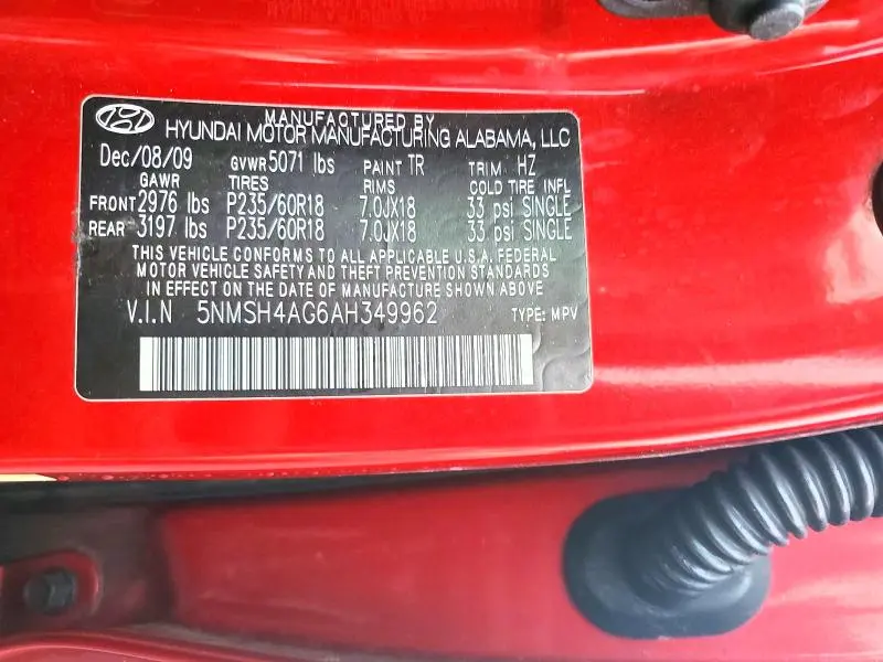 2010 HYUNDAI SANTA FE SE  