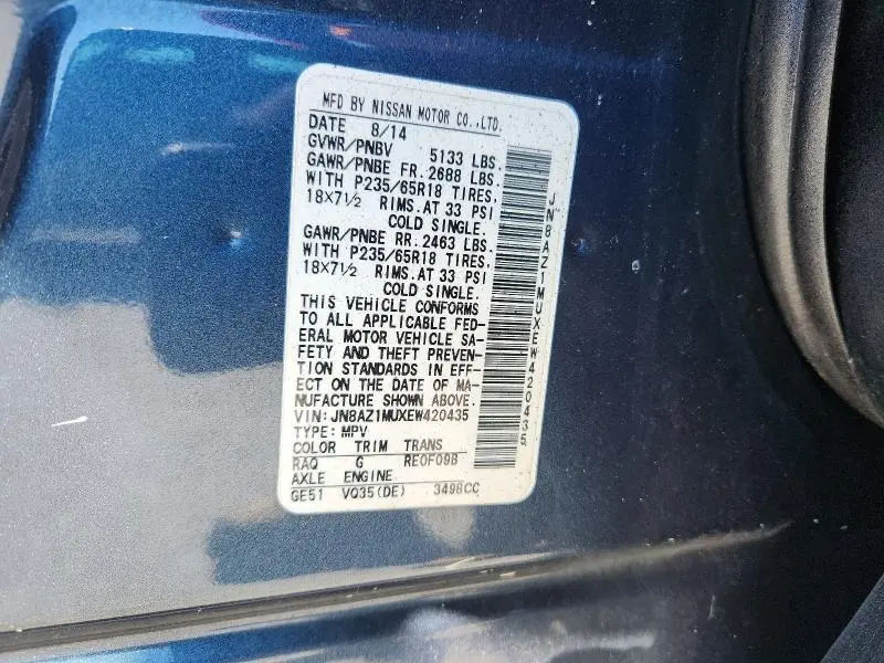 2014 NISSAN MURANO SL  