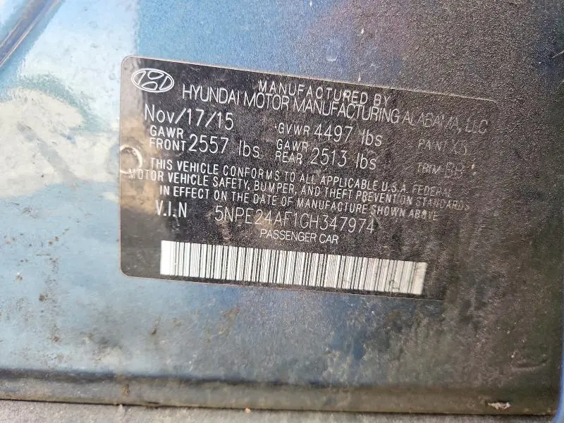 2016 HYUNDAI SONATA SE  