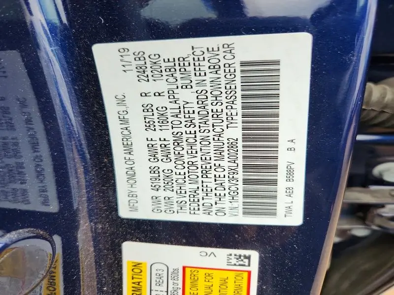 2020 HONDA ACCORD TOURING HYBRID  