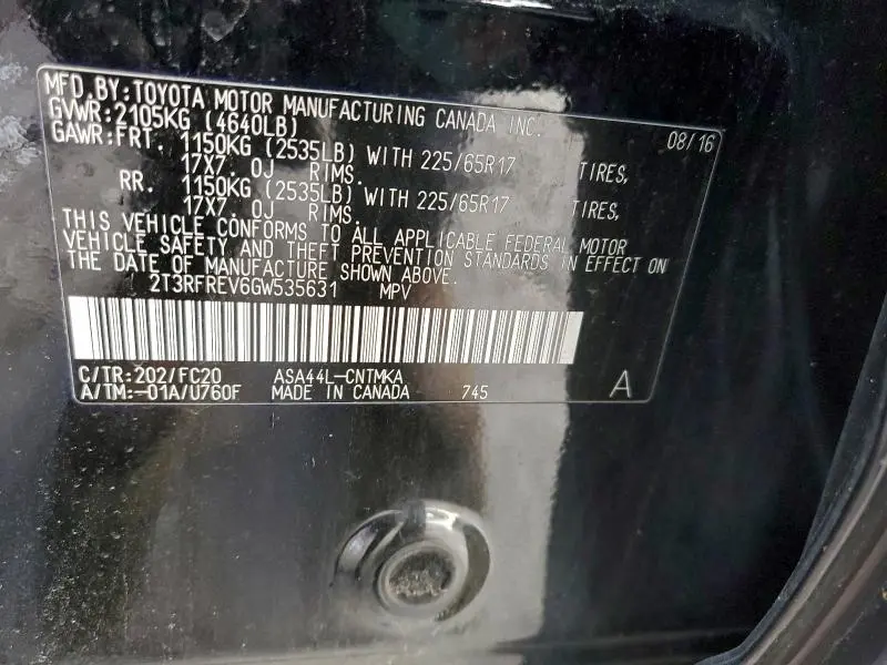 2016 TOYOTA RAV4 XLE  