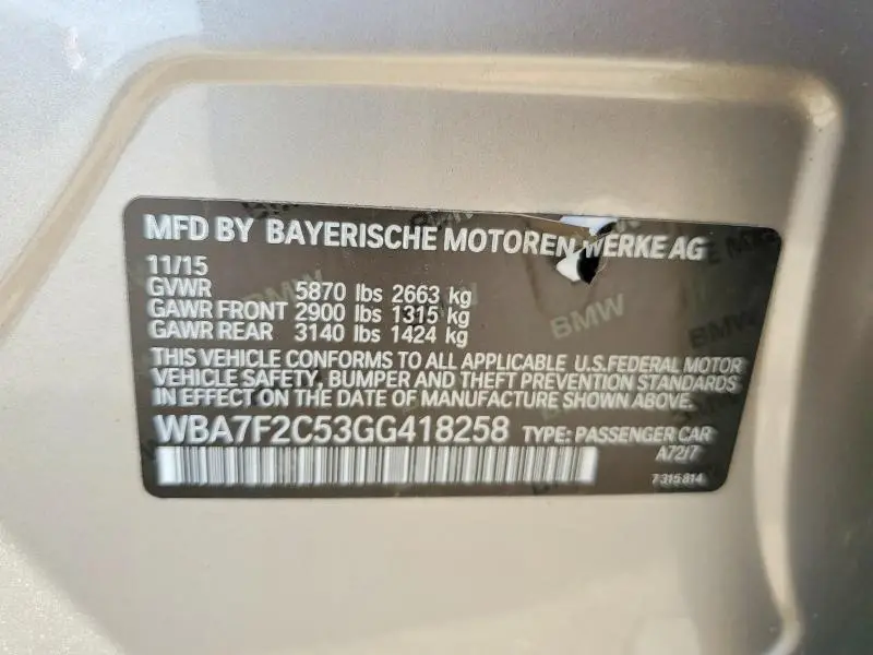 2016 BMW 750 XI  