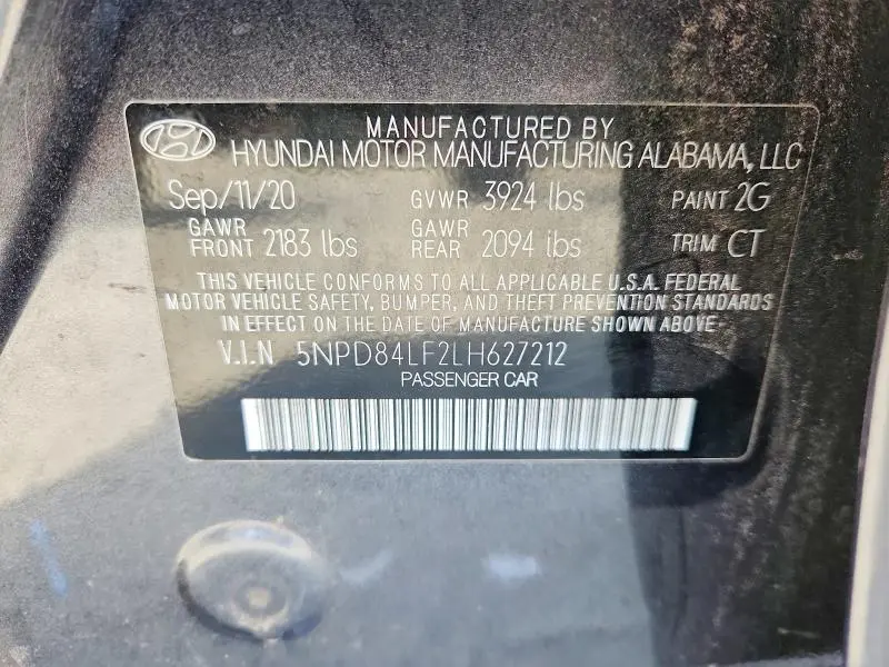 2020 HYUNDAI ELANTRA SEL  