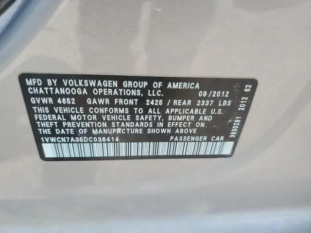 2013 VOLKSWAGEN PASSAT SEL  