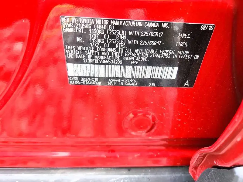 2016 TOYOTA RAV4 XLE  