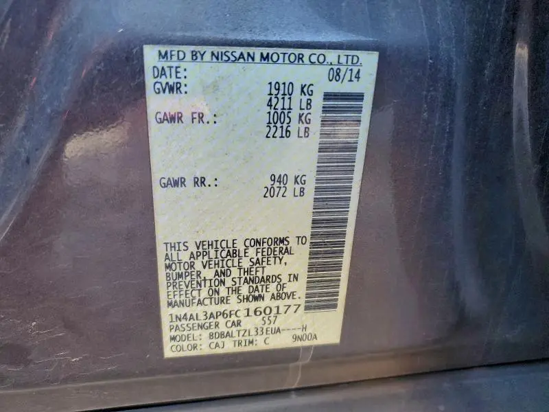 2015 NISSAN ALTIMA 2.5  