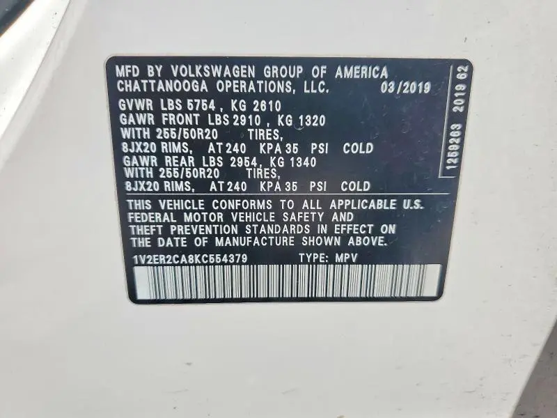 2019 VOLKSWAGEN ATLAS SEL  