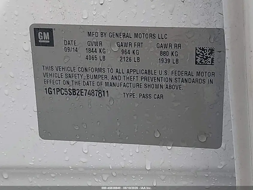 2014 CHEVROLET CRUZE 1LT AUTO