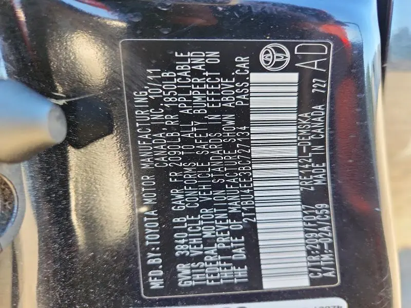 2011 TOYOTA COROLLA S  