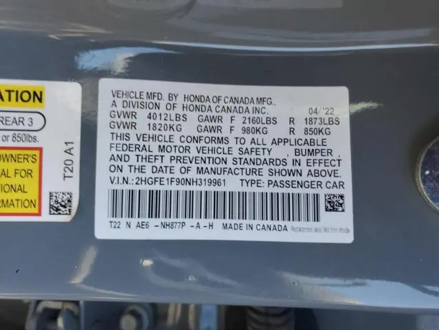 2022 HONDA CIVIC TOURING