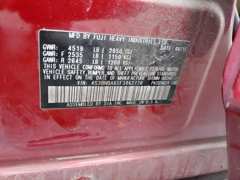 2015 SUBARU LEGACY 2.5I  