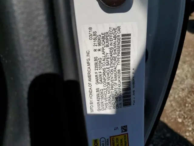 2018 HONDA ACCORD EX  
