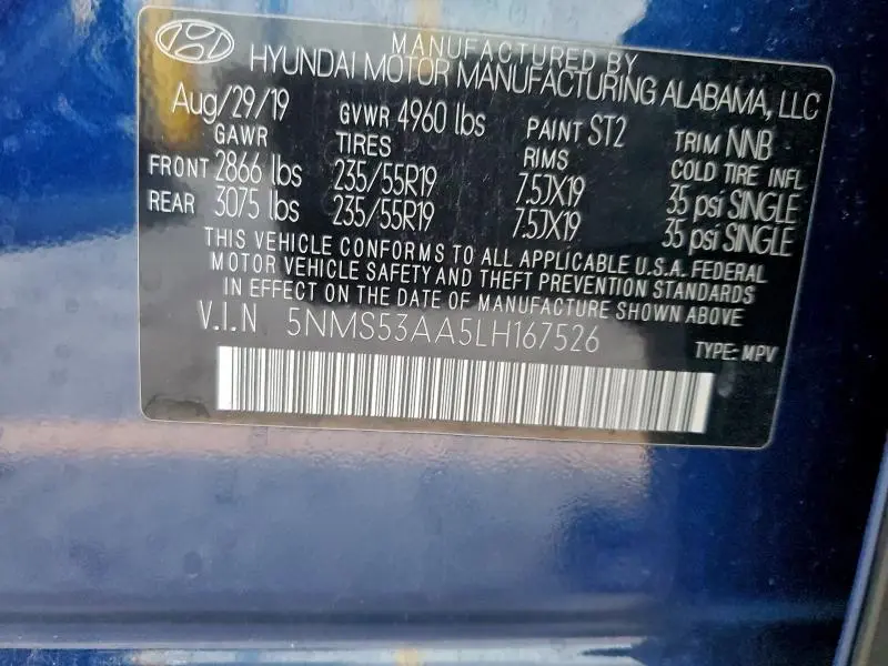 2020 HYUNDAI SANTA FE LIMITED  