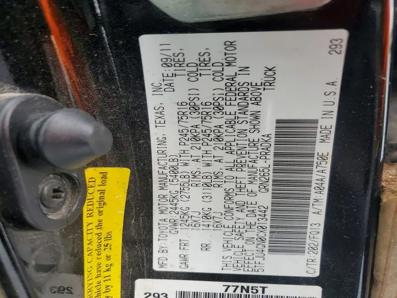 2012 TOYOTA TACOMA PRERUNNER V6  