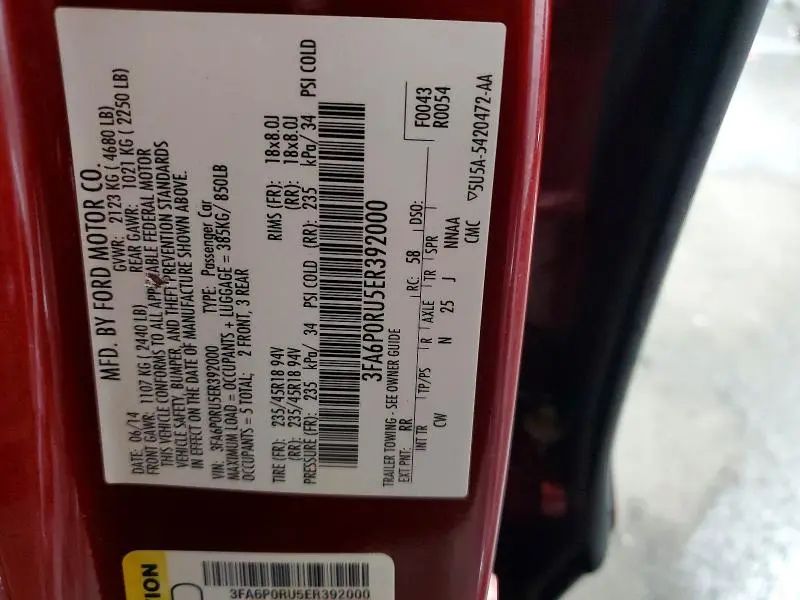 2014 FORD FUSION TITANIUM HEV  
