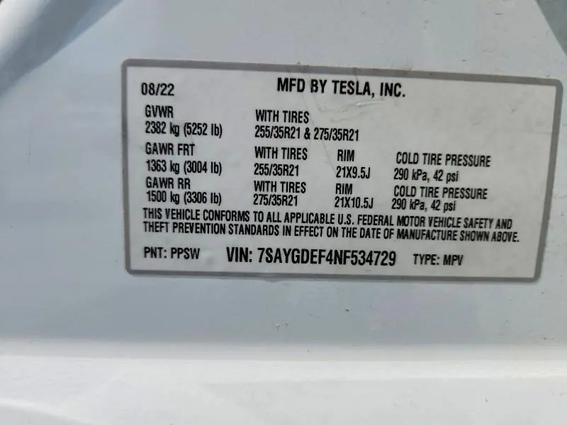 2022 TESLA MODEL Y   