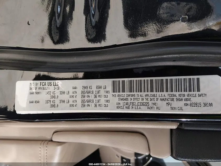 2018 JEEP GRAND CHEROKEE LIMITED 4X4