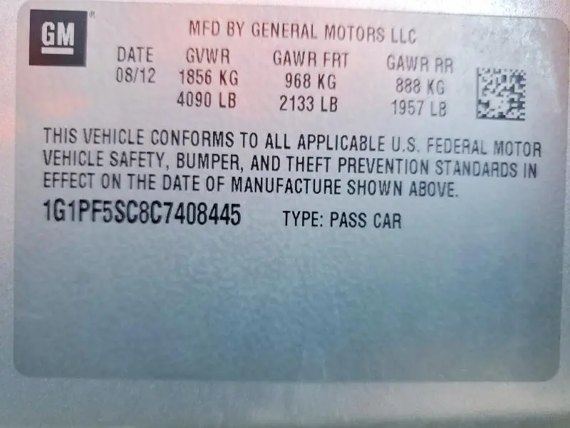 2012 CHEVROLET CRUZE LT  