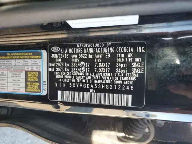 2017 KIA SORENTO LX 3.3L V6