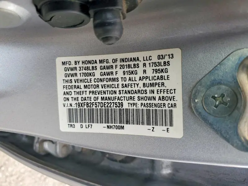 2013 HONDA CIVIC LX  