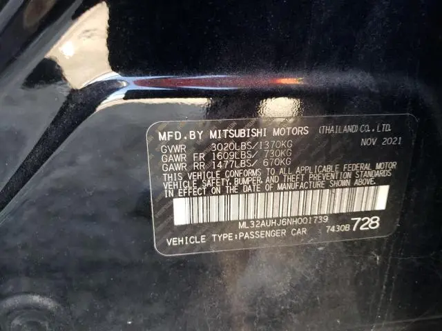 2022 MITSUBISHI MIRAGE ES