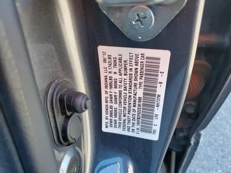 2012 HONDA CIVIC LX  