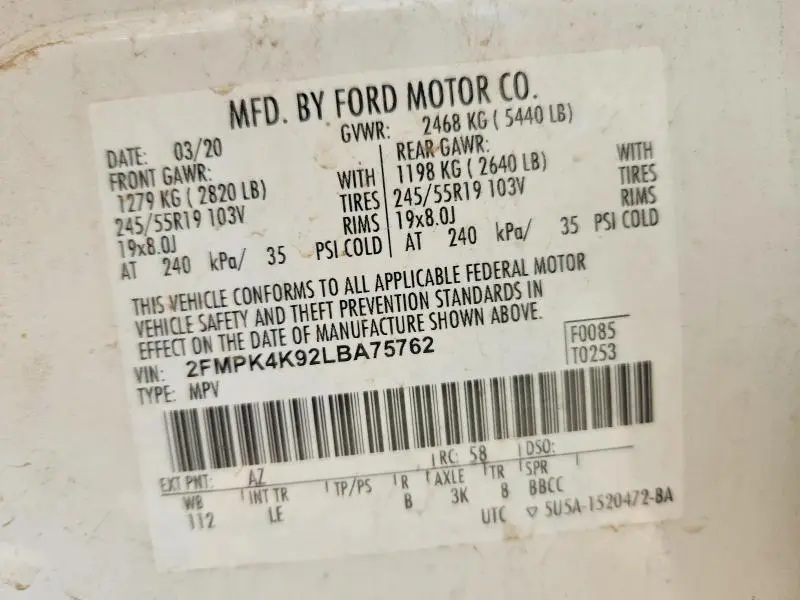 2020 FORD EDGE TITANIUM  