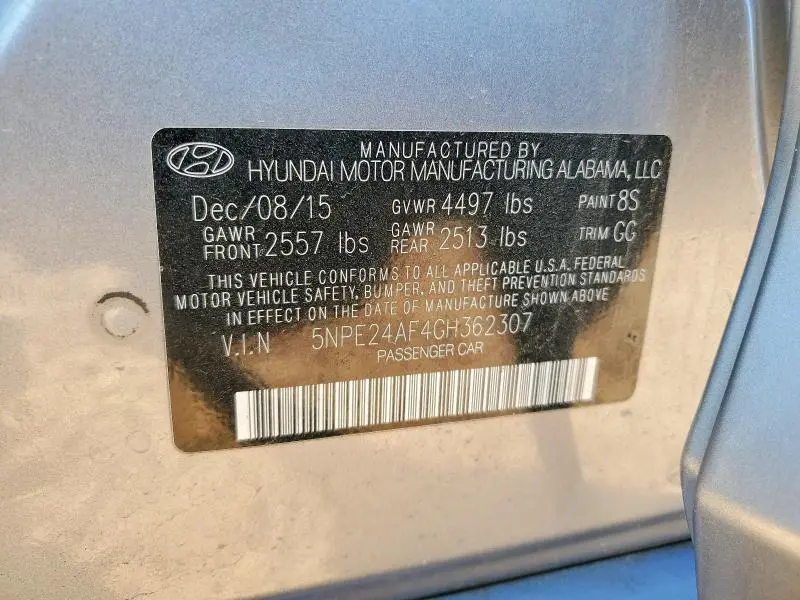 2016 HYUNDAI SONATA SE  