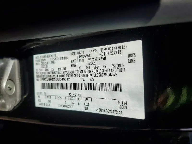 2018 FORD ESCAPE SEL  