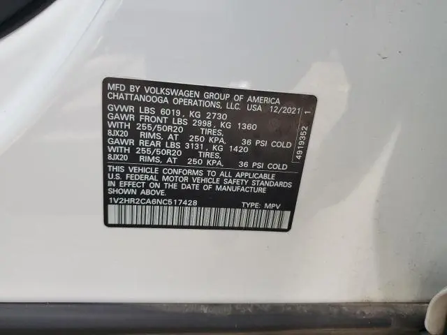 2022 VOLKSWAGEN ATLAS SE  