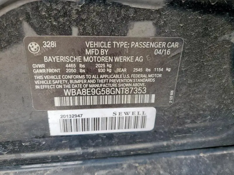 2016 BMW 328 I SULEV