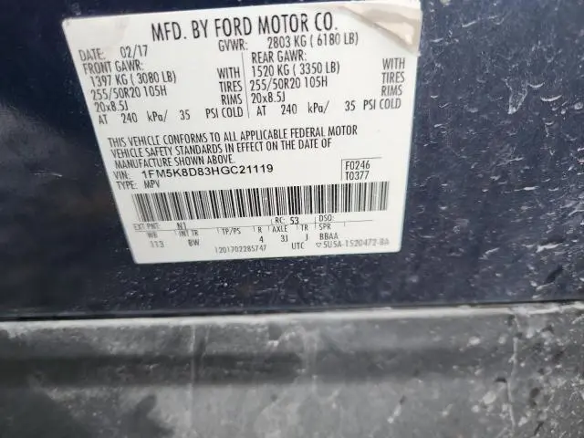 2017 FORD EXPLORER XLT  