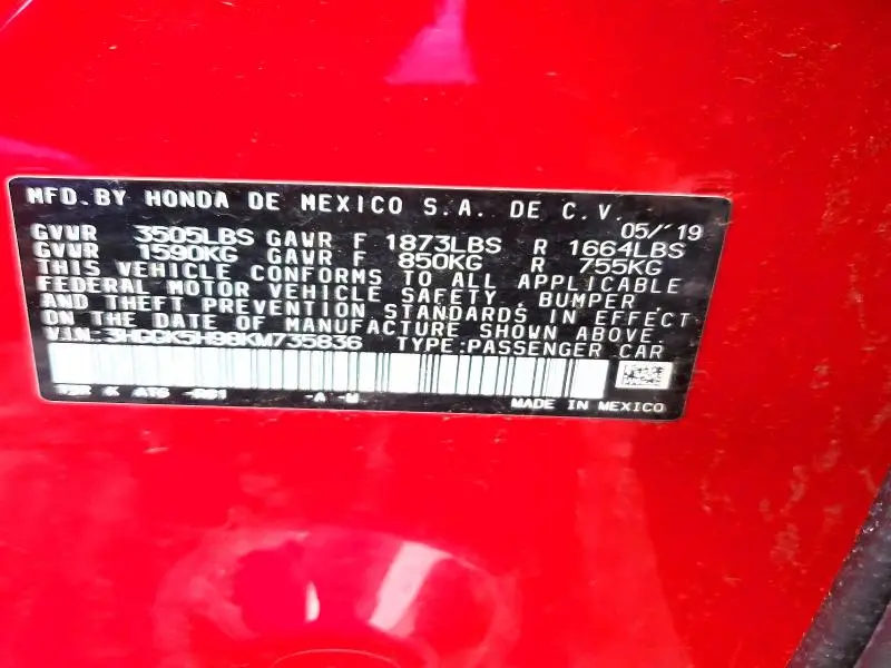 2019 HONDA FIT EXL  