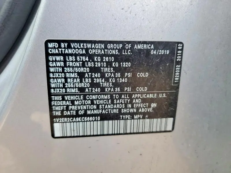 2019 VOLKSWAGEN ATLAS SEL  