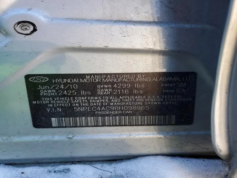 2011 HYUNDAI SONATA SE  