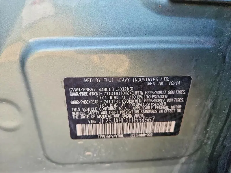 2015 SUBARU FORESTER 2.5I LIMITED  