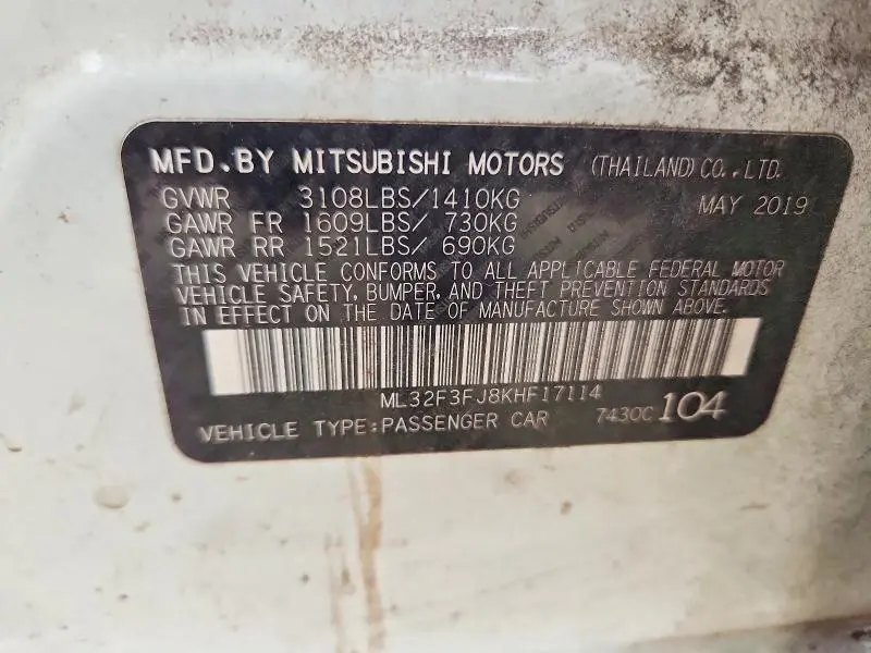 2019 MITSUBISHI MIRAGE G4 ES  