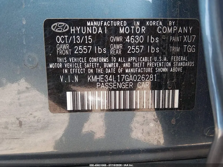2016 HYUNDAI SONATA HYBRID LIMITED