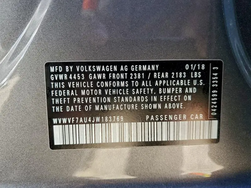 2018 VOLKSWAGEN GOLF R   