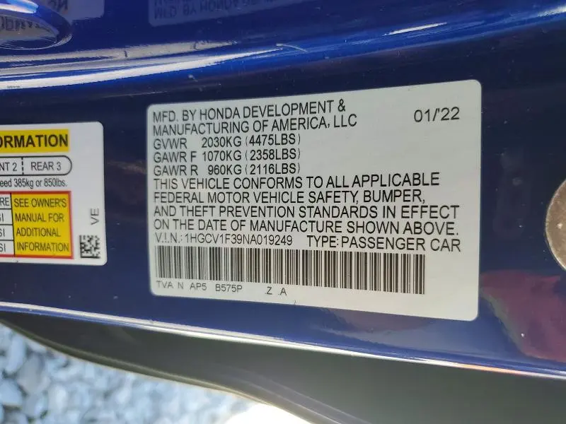 2022 HONDA ACCORD SPORT  
